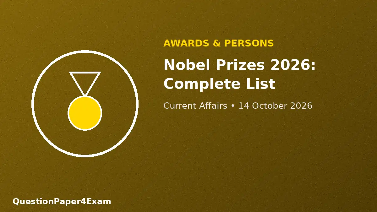 daily current affairs 14 october 2026 – Nobel prizes awards graphic