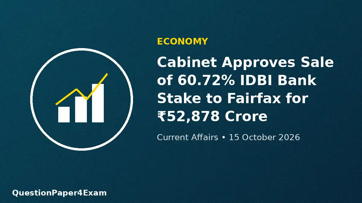 daily current affairs 15 october 2026 – IDBI Bank strategic sale banking graphic
