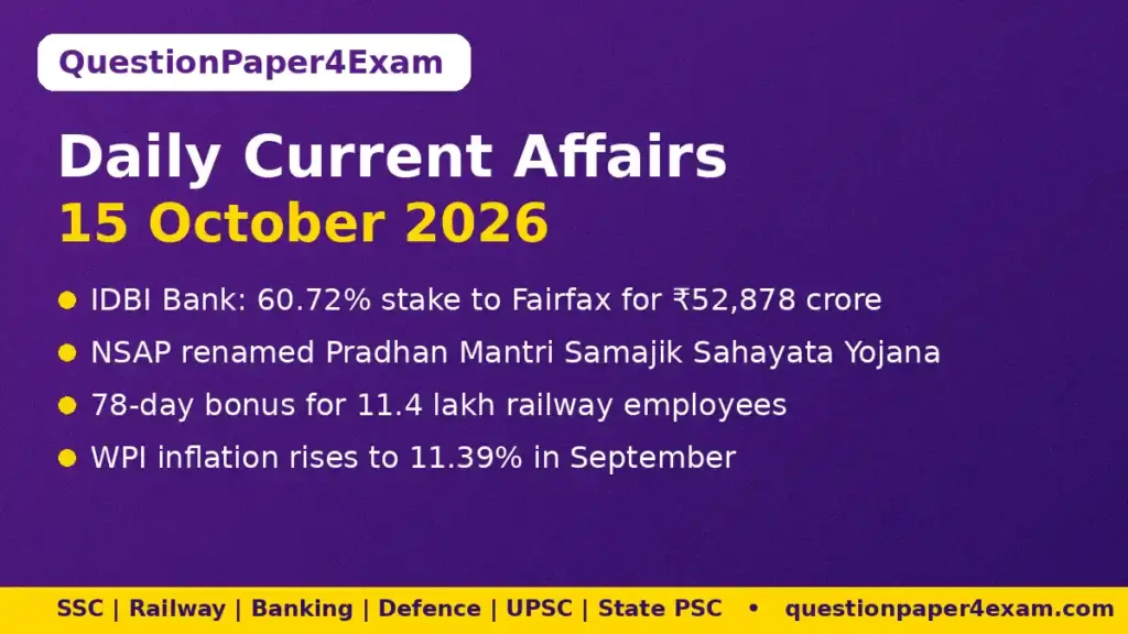 Daily Current Affairs 15 October 2026 – QuestionPaper4Exam branded featured image