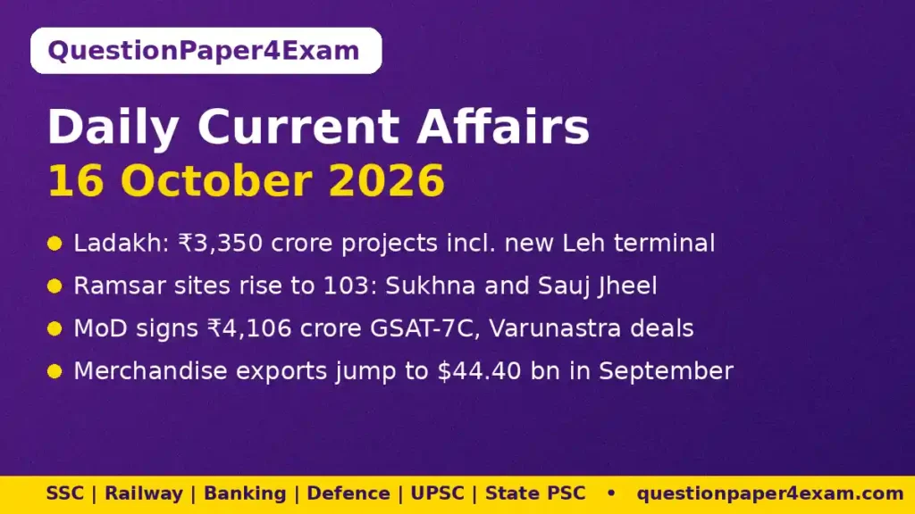 Daily Current Affairs 16 October 2026