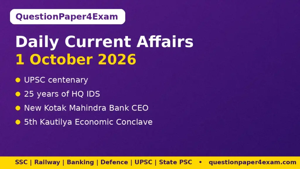Daily Current Affairs 1 October 2026