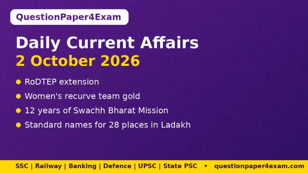 Daily Current Affairs 2 October 2026