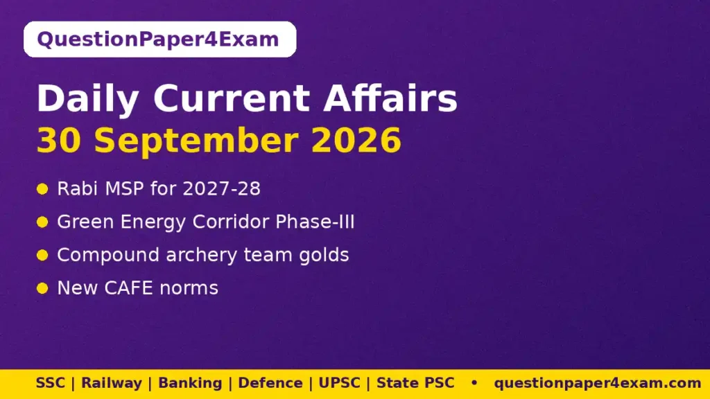 Daily Current Affairs 30 September 2026