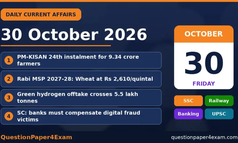 Daily Current Affairs 30 October 2026