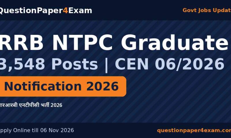 RRB NTPC Graduate Notification 2026: 3548 Posts, Apply