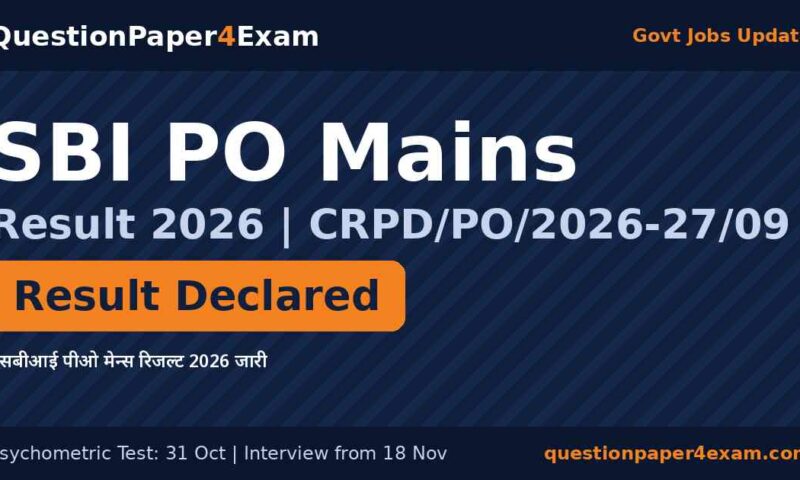 SBI PO Mains Result 2026 Out: Psychometric Test 31 Oct