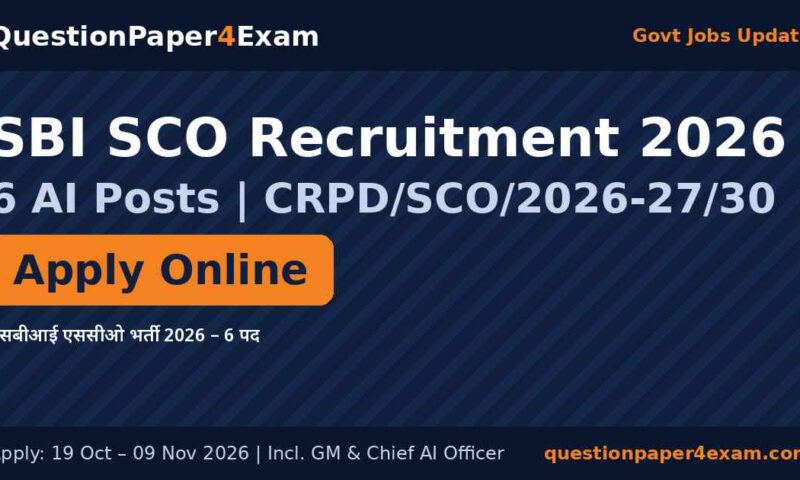 SBI SCO Recruitment 2026: 6 AI Posts, Apply by 9 Nov