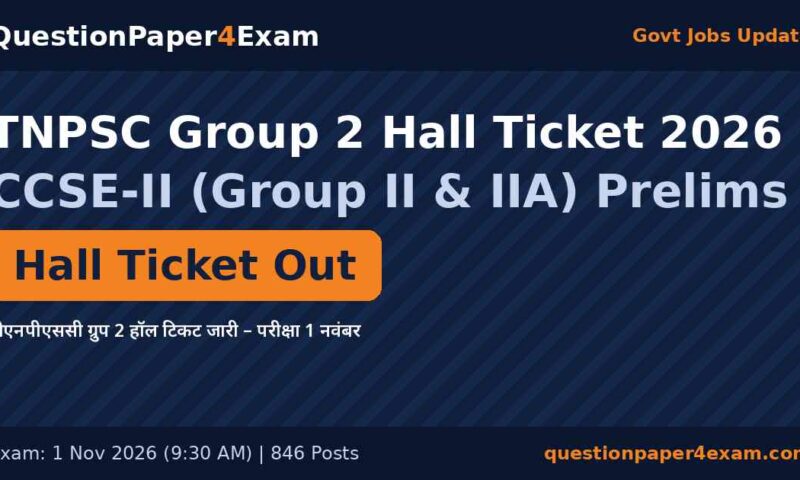 TNPSC Group 2 Hall Ticket 2026 Out: Prelims on 1 Nov
