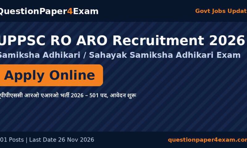 UPPSC RO ARO Recruitment 2026: 501 Posts, Apply Online