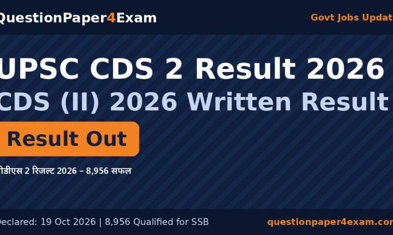 UPSC CDS 2 Result 2026 Out: 8,956 Qualify for SSB